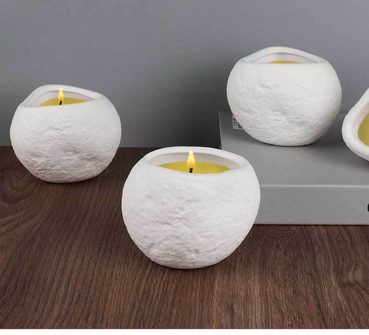 Personalisierter Kerzenhalter aus weißer Keramik für Zuhause