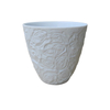 Einzigartiges Kerzenglas aus weißer Keramik mit Prägung